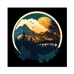 Forest Mountain Sunset Posters and Art